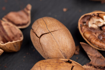 fresh crop of pecans on the surface