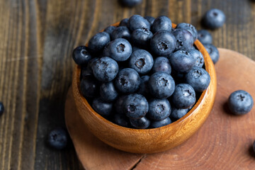 Ripe blueberries on the table