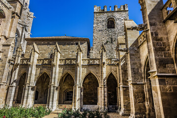 Fototapeta na wymiar Gothic style Roman Catholic church Narbonne Cathedral of Saint-Just-et-Saint-Pasteur (13th century). Narbonne, Languedoc-Roussillon-Midi-Pyrenees, France.