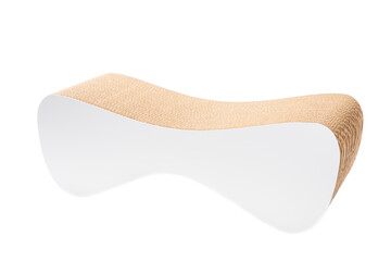 Bed - scratching post isolated on a white background. Pet care concept. Scratching post for a cat. Design.