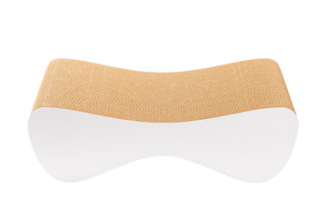 Bed - scratching post isolated on a white background. Pet care concept. Scratching post for a cat. Design.