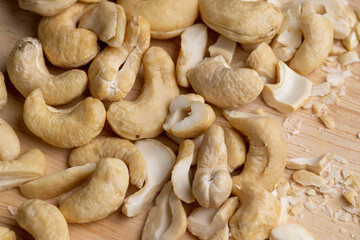 fresh cashew nuts on the table