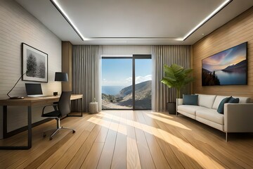 Obraz na płótnie Canvas beautiful house interior of room and basement generative by AI technology 