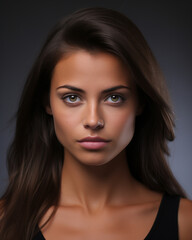Obraz premium Generative ai portrait young tanned woman looking camera serene and confident