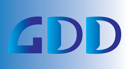 Creative blue logo sign letters G,D and D monogram typography for company