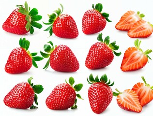 Obraz na płótnie Canvas Set of strawberries. Generative AI