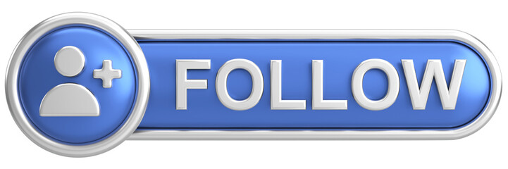Obraz premium 3D follow button. 3D illustration.
