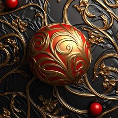 Bauble, 3d xmas decoration on an intricate background, beautiful, luxury card illustration.
