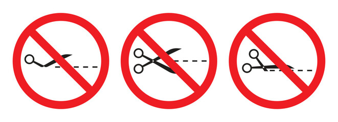 Do not open with scissors sign and symbol vector illustration collection