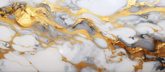 White and gold marble texture, enhanced by exquisite gold leaf accents.