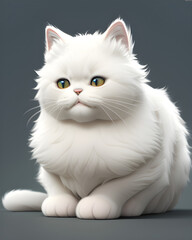 Fluffy White Cat Cartoon