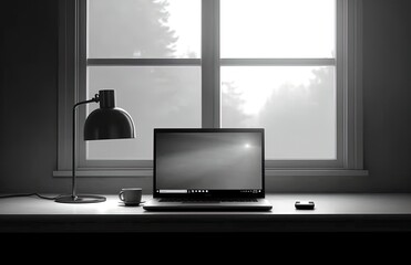 laptop on a desk setup interior design inspiration
