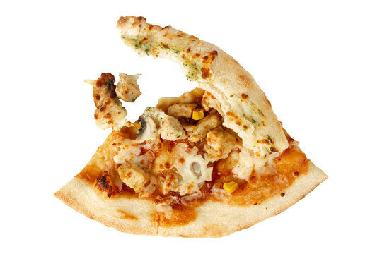 Pizza scraps isolated on white background. Pizza crusts.