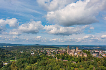 Bird's-eye view of Braunfels Castle in the town of the same name in Hesse/Germany