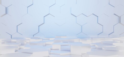 Abstract technology background geometric pattern wall 3d render