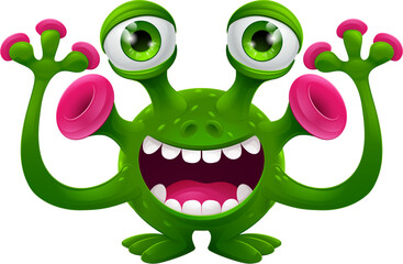 A monster alien cute friendly cartoon funny character or creature mascot
