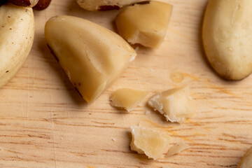 High-quality Brazil nuts peeled from the shell on the table