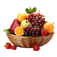 Naklejka na ściany i meble fruits in basket isolated on white