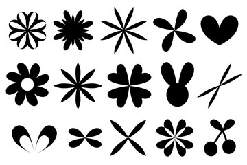 Large set of decorative figures to create designs. Abstract shapes and floral elements for ornaments