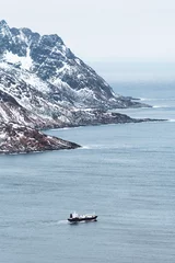 Fotobehang Ship sailing in Senja, Norway © Valentina