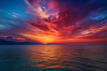 Fototapeta premium Sunset over the sea colorful sunset on the sea photography