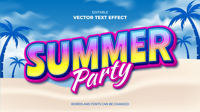 summer party editable text effect