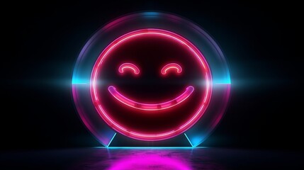 Illustration of a neon sign with a smiley face on it
