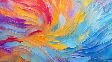 Illustration of an abstract painting with vibrant colors on a blank canvas