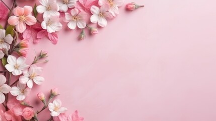 Fototapeta na wymiar Illustration of a vibrant arrangement of pink flowers on a contrasting pink background