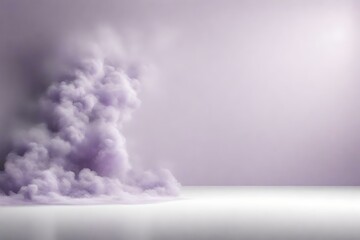 Naklejka premium A Beautiful Abstract Modern Light Lilac Backdrop for a product presentation with a smooth floor and trailing smoke Generative AI