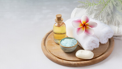 spa setting with towel and orchid