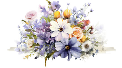 Isolated PNG cutout of a Watercolor floral bouquet illustration, Generative ai