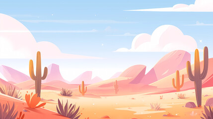 Fototapeta na wymiar Hand drawn cartoon beautiful desert west wilderness landscape illustration 