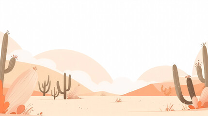 Hand drawn cartoon beautiful desert west wilderness landscape illustration
