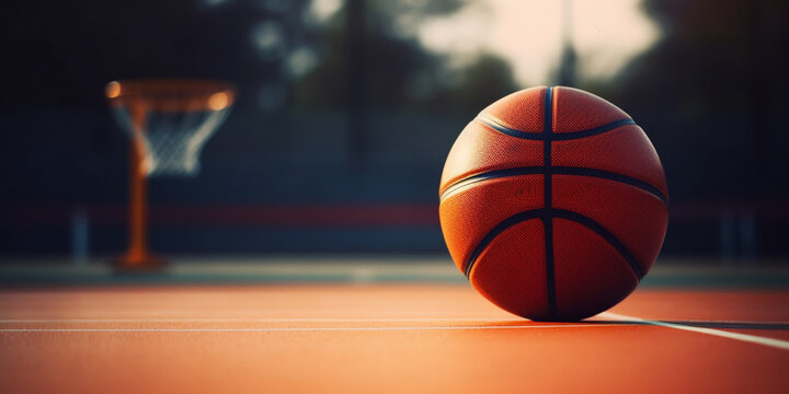 Basketball ball on the basketball court. Sport and Athlete concept