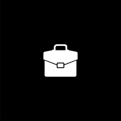 Briefcase vector simple icon isolated on black background