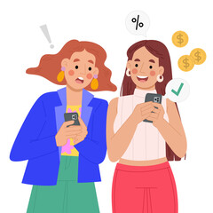 Illustration of a woman using a smart phone