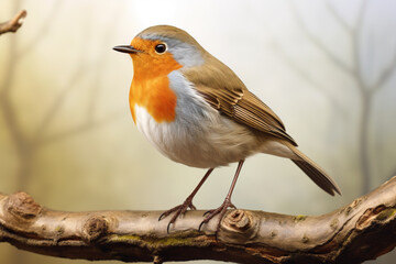 Fototapeta premium The European robin (Erithacus rubecula) known simply as the robin or robin redbreast. Generative AI.