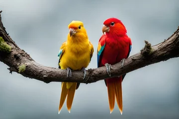 Foto op Plexiglas couple of cocktiel birds on the tree  © baloch