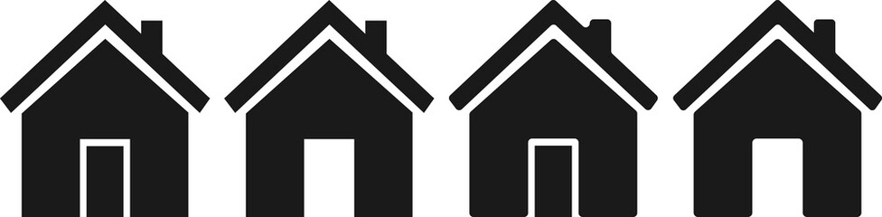 House icons, home symbols on transparent background, PNG illustration