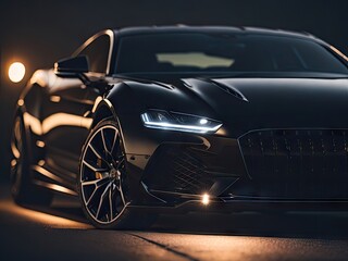 Black generic and unbranded luxury car. ai generative