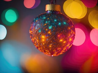 Fototapeta premium colorful christmas ornament macro shot bright. ai generative