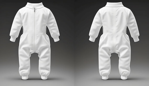 white jump suit clothes baby for mockup (with generative AI)