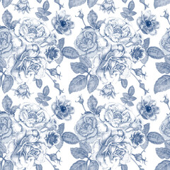 Seamless vector floral pattern. Classic illustration. Toile de Jouy