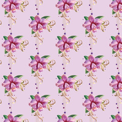 Seamless vector floral pattern. Classic illustration. Toile de Jouy