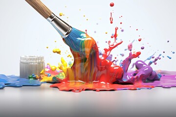 Multi-colored brushes, characterized by water-based paint on white, in a free and gentle, colorful manner