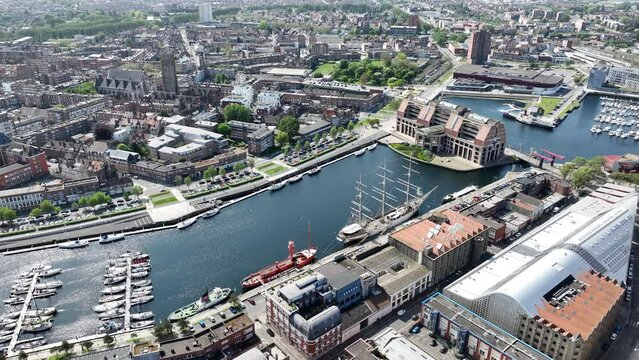 Dunkirk city overview, port and city center.