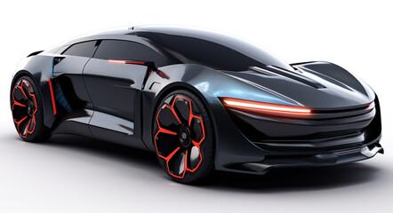 Futuristic fancy car vehicle isolated on white background generative AI illustration. Future vehicles concept