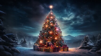 christmas tree in the night