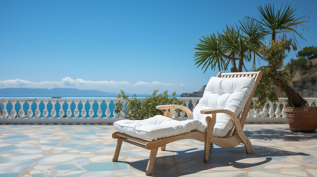 lounge chairs on the luxury villa. Generative Ai